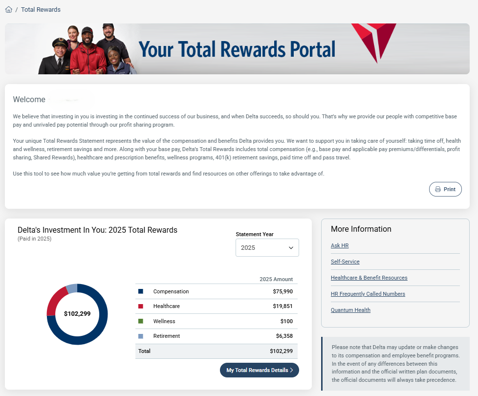 Delta Total Rewards Platform Landing Page